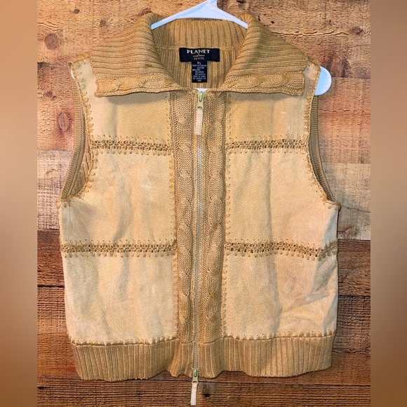 ♥️2XHP♥️Planet & Co vintage suede sweater vest - Picture 1 of 6
